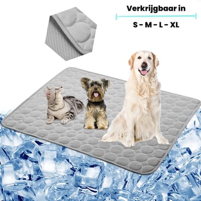Koelmat Voor Hond & Kat | 70X 55 CM | Nieuwste Model Koelmat | Temperatuur Absorberende Werking | Vrij Van Giftige Gel | Anti Slip | Grijs | L