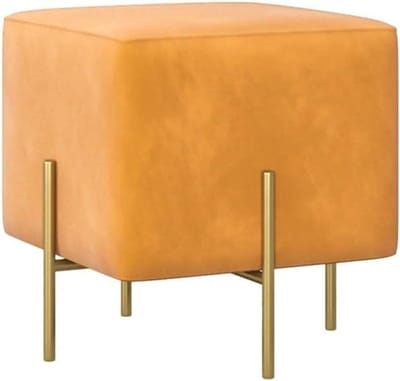 Voetenbankje Bekleed - Zitbankje Ottomaan - Extra Zitplaatsen - Met Gouden Poten - 45x45x45cm - Blauw