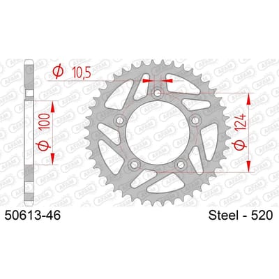 Stalen motortandwiel achteraan Afam 520 46 dents
