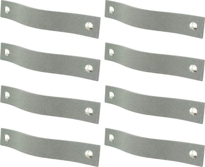 8x Leren handgrepen 'platte greep' XS - SUEDE GREY  (12,6 x 2,5 cm) - incl. 3 kleuren schroefjes (handgreepjes - leren grepen - greepjes - leren lusjes)