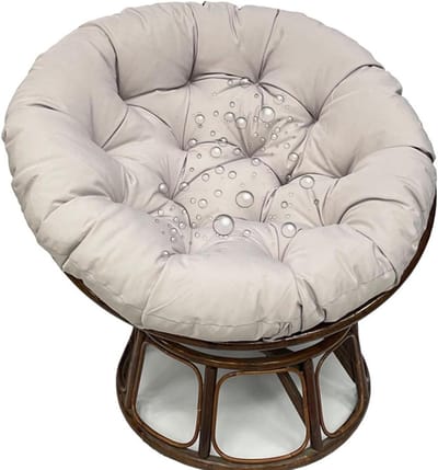 Zitkussen Rond - Papasan Kussen Stoel - Buiten Ontspannen - Waterdichte Polyester Stof - 110x110cm - Lichtgrijs