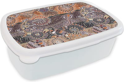 Broodtrommel Wit - Lunchbox - Brooddoos - Patronen - Koala - Dieren - Australië - 18x12x6 cm - Volwassenen