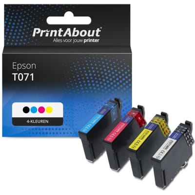 PrintAbout huismerk Inktcartridge T071 (C13T071540) 4-kleuren Multipack Geschikt voor Epson