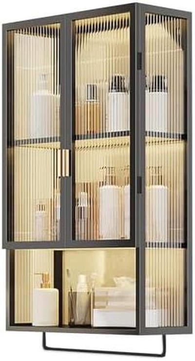 Badkamerkast - Opberger Wandkast - Ruimte Besparen - Magnetische Deur - 70 cm Hoog - Zwart