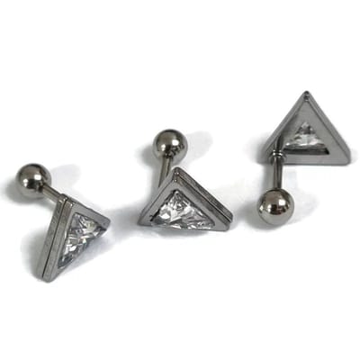 Aramat Jewels | Piercings | Zilverkleurige Driehoek Zirkonia Helix Piercing | | | |6mm | Staal | Volwassenen | Verkleurd niet