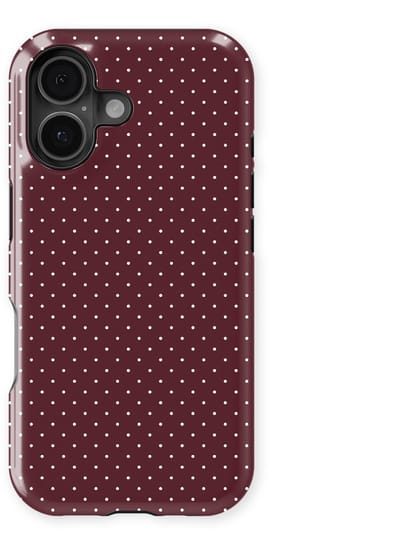 Micro Dots Tough Hoesje geschikt voor iPhone 16 | Geschikt Voor Mag | Stippen Motief Backcover geschikt voor iPhone 16 Wine Dots