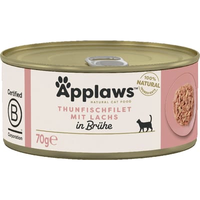 Applaws in Bouillon 6 x 70 g Kattenvoer - Tonijnfilet & Zalm