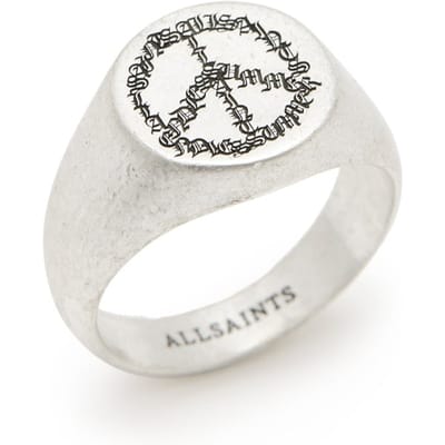 AllSaints Leon Peace Ring Warm Silver Taglia: S | Gioielli Outlet | Uomo | Grigio