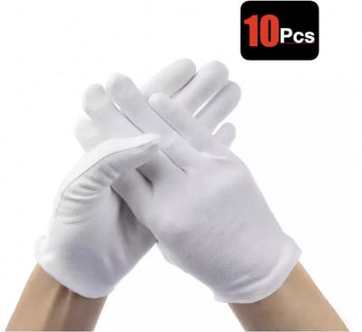Katoenen Handschoen - Handschoenen - Gezondheidszorg - Ziekenhuis - Beauty Center, Kapper en Salon Spa Tattoo - Jewelry - Gloves Cotton - Jewelry Glove - Wit - Maat M - 10Stuks/5Pairs