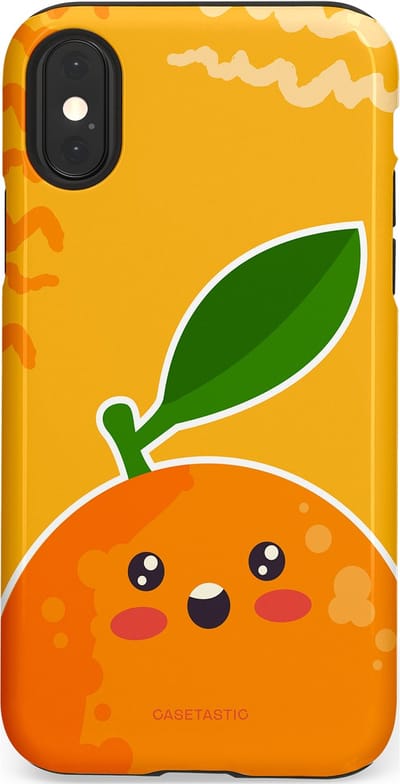 Casetastic Hoesje Geschikt voor Apple iPhone X/Xs - Stijlvolle Beschermende Duo-layer Case - Vrolijke Sinaasappel
