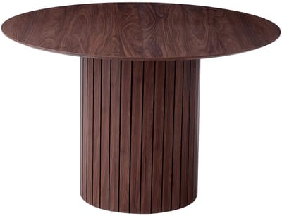 VIEMAE Tafel - Eettafel - Eettafel rond - Scandinavisch - Japandi - Massief donker hout - H 76.5cm Ø 120cm - 1 poot - Walnoot kleur