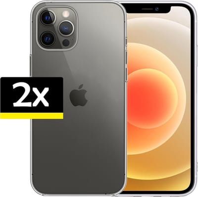 Hoesje - 2 Stuks - Geschikt voor Apple iPhone 12 Pro - Sterk & Shockproof - Case Siliconen - Back Cover - Telefoon Hoes - Telefoonhoesjes - Transparant