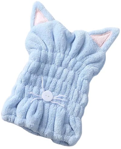 Microvezel Haarhanddoek – Droogkap Badmuts, Sterk Absorberend, Zacht en Lang, Speciale Drooghoed met Koraalfluweel - Blauw