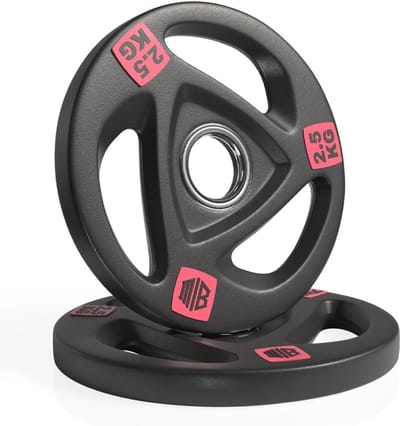 Olympische halterschijven van ijzer 30mm 50mm met handgreep voor krachttraining 2,5kg 5kg 10kg 15kg 20kg