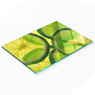 Glazen snijplank met decoratieve limoenprint, 80x52 cm