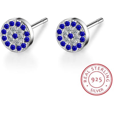 Bedels Puur 925 Sterling Zilver Oorbellen Cz Gelukkige Turk Boze Oog Kleine Knopjes Oorbellen Voor Vrouwen Roségoud Sieraden white