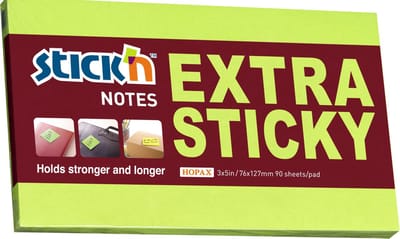 Stick'n Sticky Notes - 76x127mm - Extra Sticky - Neon Groen - 90 Memoblaadjes 789456