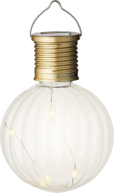 Lumineo Solar led lamp - kunststof - 11 cm - warm wit - hanglamp - buitenlamp/tuinlamp