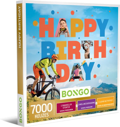 Bongo Bon - Happy Birthday Cadeaubon - Cadeaukaart cadeau voor man of vrouw | 9900 activiteiten voor groot en klein: cultuur, plezier, sportief en meer