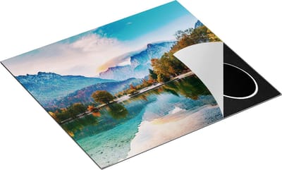 Chefcare Inductie Beschermer Meer in de Bergen met een Geit Standbeeld - 60x50 cm - Afdekplaat Inductie - Kookplaat Beschermer - Inductie Mat