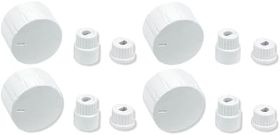 Universele knoppenset voor gaskookplaat - wit - | Set van 4 stuks | Kunststof knoppen met universele bevestigingsadapters | Past op de asjes van meest voorkomende gaskookplaten | Multaparts® huismerk