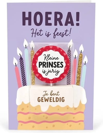 Verjaardagskaart met kaars | Kleine prinses is jarig | Je bent geweldig