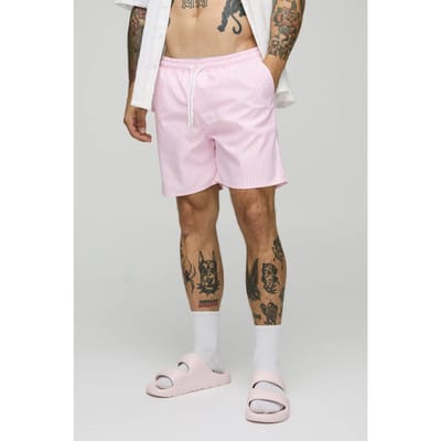 Middenlange zwembroek met kleine streepprint | Pink | Size XS