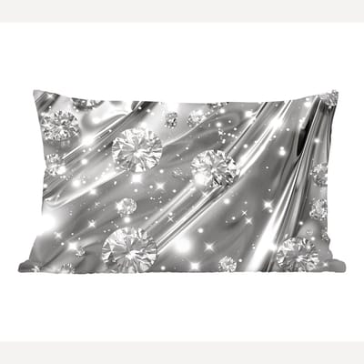 Sierkussens - Kussentjes Woonkamer - 50x30 cm - Abstract - Diamant - Luxe - Modern - Zilver
