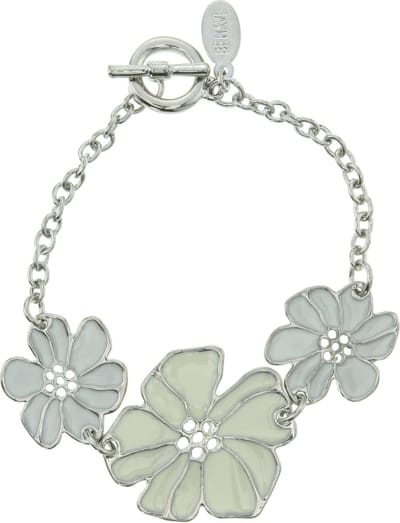 Behave - Armband - bloemdesign zilverkleur - lente accessoire - 16,5 cm