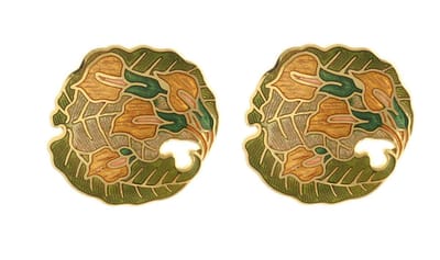 Behave - Oorringen dames - bladmotief - groen - 3 cm