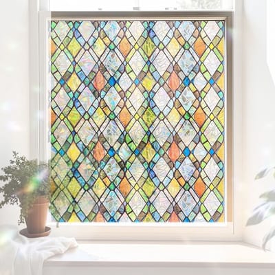 CLVP® Raamfolie Glas in Lood - Zelfklevend - Antieke Look - Lood Regenboog