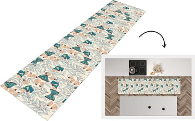 Keukenloper - Loper keuken - Meisjes - Vlinder - Bloemen - Patronen - 200x50 cm - Keukenloper vinyl