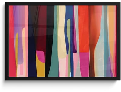 Poster in lijst - Fotolijst 60x40 cm - Posters - Kleurbanen - Verticaal - Kleurrijk - Posterlijst zwart - Decoratie - Wanddecoratie woonkamer - Muurdecoratie slaapkamer