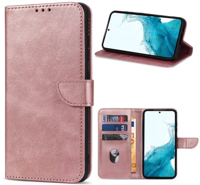 Geschikt voor Oppo Reno 11 F Hoesje - Solidenz Bookcase Reno11 F - Roségoud telefoonhoesje Reno 11F - Case Met Pasjeshouder - Cover Hoes