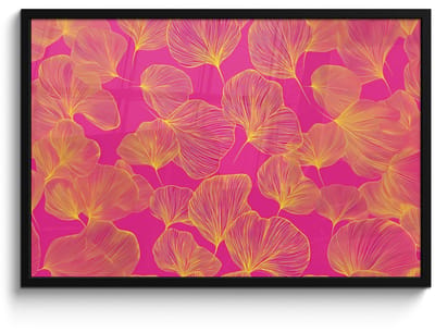 Poster in lijst - Fotolijst 90x60 cm - Posters - Bladeren - Nerven - Grafisch - Roze - Posterlijst zwart - Decoratie - Wanddecoratie woonkamer - Muurdecoratie slaapkamer