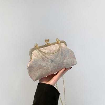 Franse Retro en Modieuze Geborduurde Handtas Nieuwe Niche Mode Kleine Vierkante Tas Casual Crossbody Tas gray