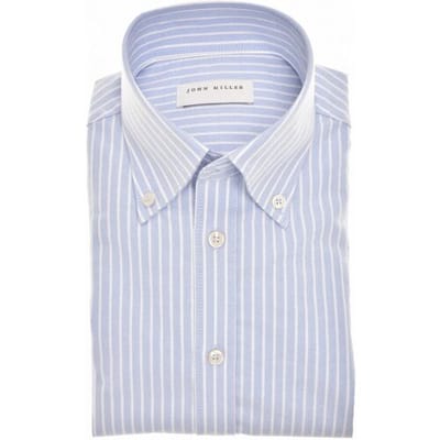 John Miller Overhemd Slim Fit Casual Striped Button Down Organic Cotton Oxford Licht Blauw / male