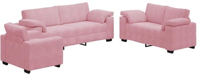 vidaXL - 3-delige - Loungeset - met - kussens - fluweel - roze