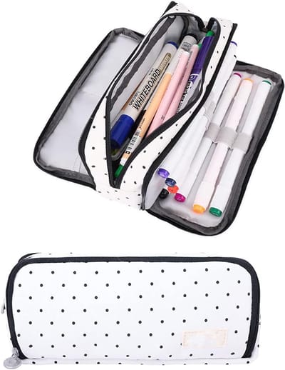VHV - Pennenetui - Etui school - Pennenzak groot - Etui met 3 ritsen - Multi vakken etui - Pennenmap organizer - Mesh pocket etui - Schrijfwaren tas - Voor school - Voor kantoor - Voor studenten
