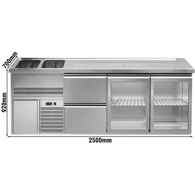 GGM Gastro Biertheke Premium PLUS - 2500x700mm - 2 Glastüren & 2 Schubladen