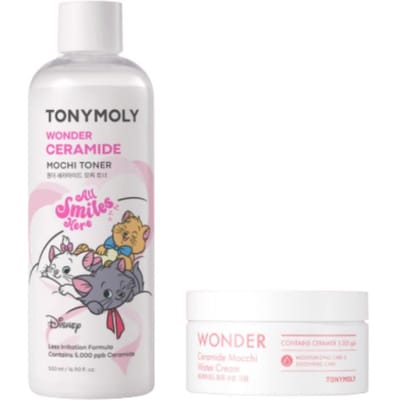 TONYMOLY Wonder Ceramide Mochi Toner 500ml + Aqua Moisture Cream 300ml Set