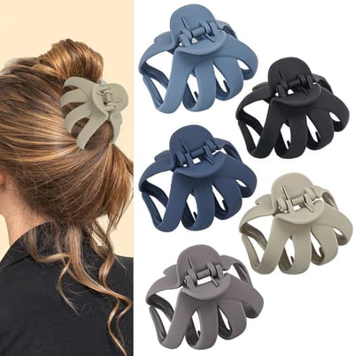 Set van 5 antislip haarklauwclips voor dik en krullend haar - Medium haarklemmen voor vrouwen en meisjes