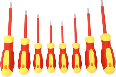 Geïsoleerde Schroevendraaiers - Elektricien Gereedschap - Veilig Klussen - 500V Isolatie - 8 Stuks - Zwart