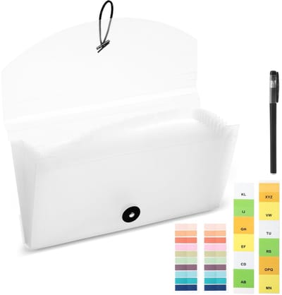 Dailygoods- Documentenmap Lichtgewicht - Dossiermap met 13 Vakken - Organizer voor Ontvangstkaarten/Coupons - Klepsluiting met Deksel - 10x5,7 Inch Formaat - Breukvast PP-Materiaal - Kwitantiehouder