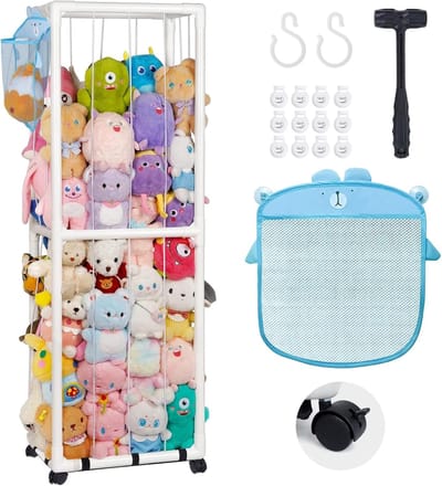 Zachte opbergmand voor knuffels en speelgoed in wit - Perfect voor kinderkamers en organisatie