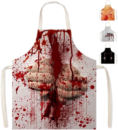 Dailygoods - Halloween schort bloedspetter voor volwassenen, 65 x 75 cm enge bloedige slager kostuum cosplay accessoires, verstelbare waterdichte keuken koken serveerster chef-kok schort