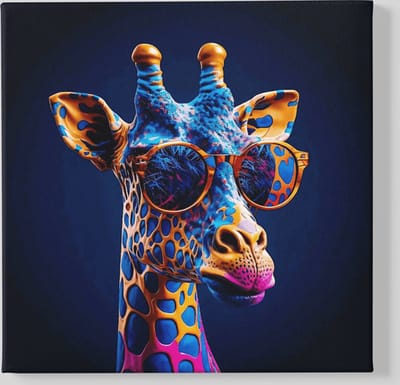Vierkant Canvas Schilderij - Dieren - Coole Giraffe - 40x40x2 cm