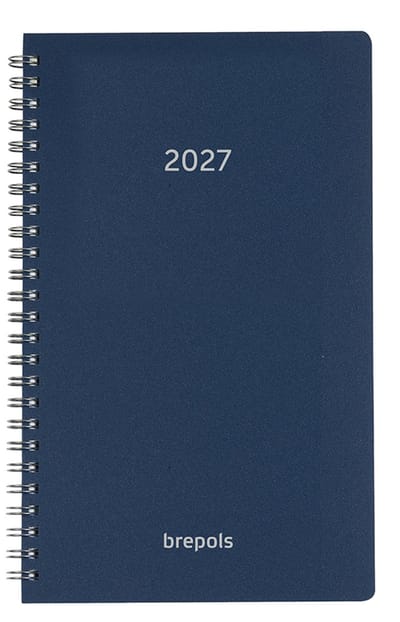 Brepols bureau agenda 2027 - BREFORM [0.516] - POLYPROP - Bureau agenda - 1 dag op 1 pagina - Dagoverzicht - Wire-O - Blauw - 10 x 16.5 cm