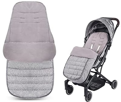 SnelShoppen - Universele premium kinderwagen voetenzak waterdicht winddicht Cosy Toes fleece voering grijs voor kinderwagen buggy perfect voor buiteng