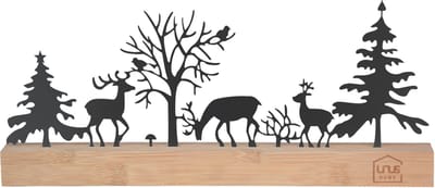UNUS® Decoratieve staander bos silhouet met herten paddenstoel zwart
